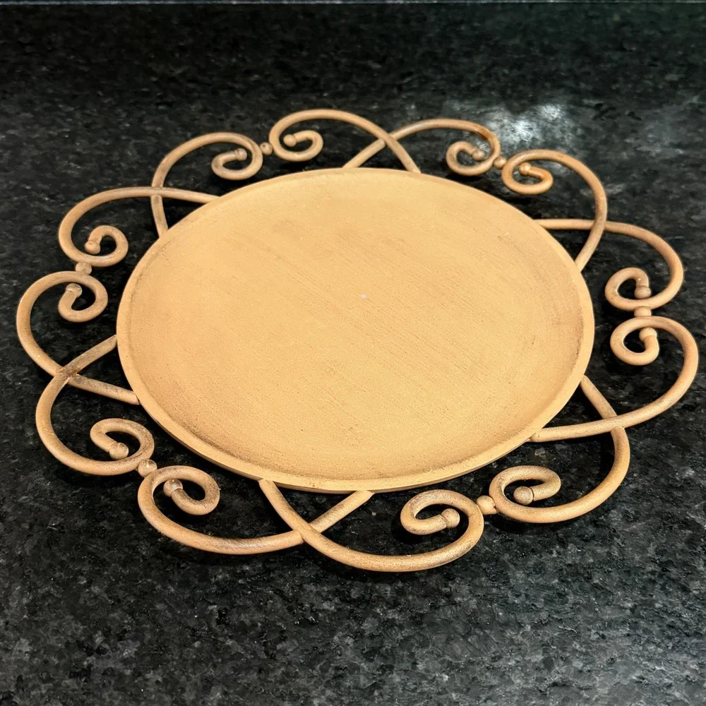 Southern Living at HOME Metal Scrollwork Covington Tray Charger Terracotta Rust